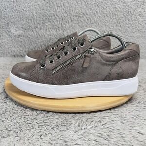 Munro Tilly Shoes Womens Size 9W Gray Leather Zip Lace Up Platform Casual